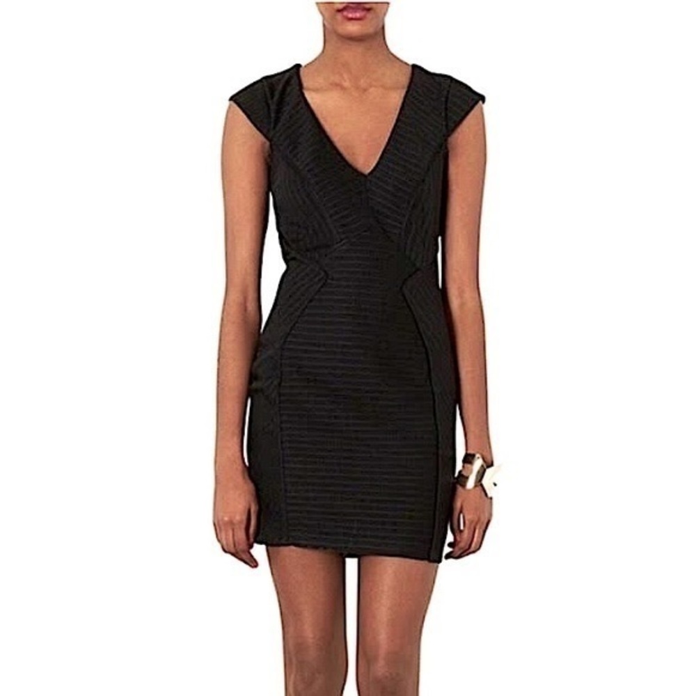 Topshop black ribbed bandage bodycon mini dress size 8